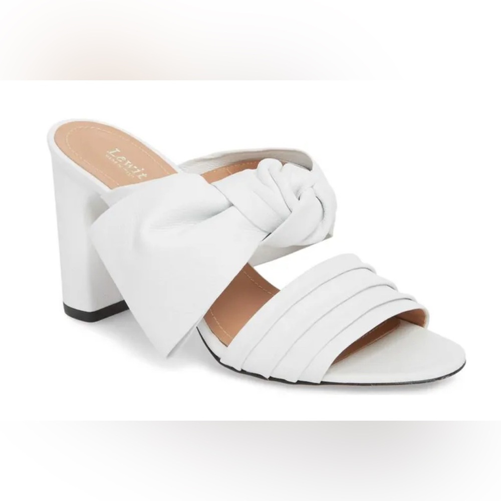 Lewit Rosa Knotted Bow Mule in White Size 38.5